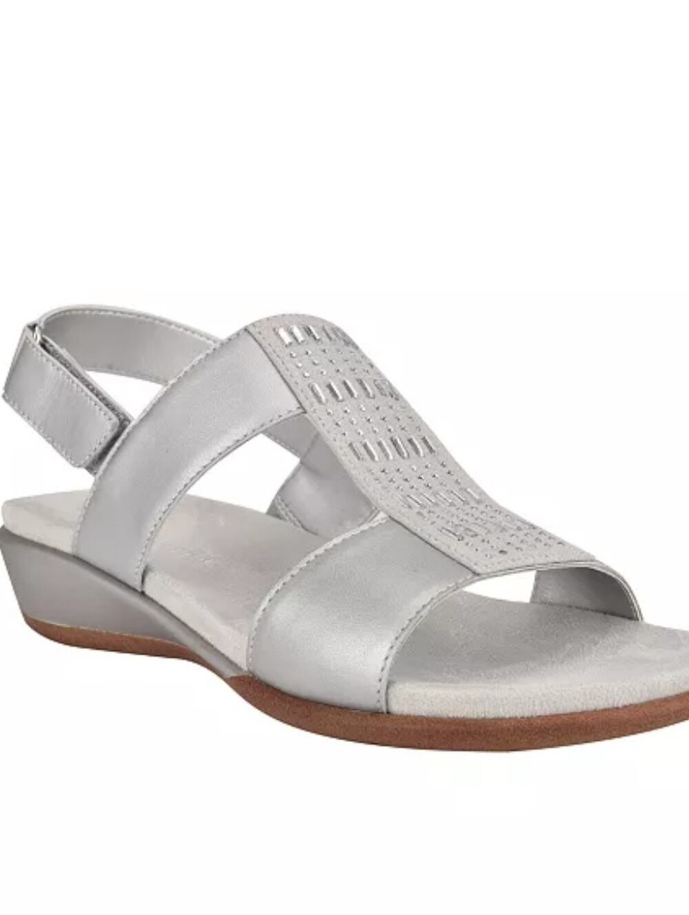 Easy Spirit Hazel Metallic Silver Open-Toe Sandals Women Size 10 NWT Cottagecore